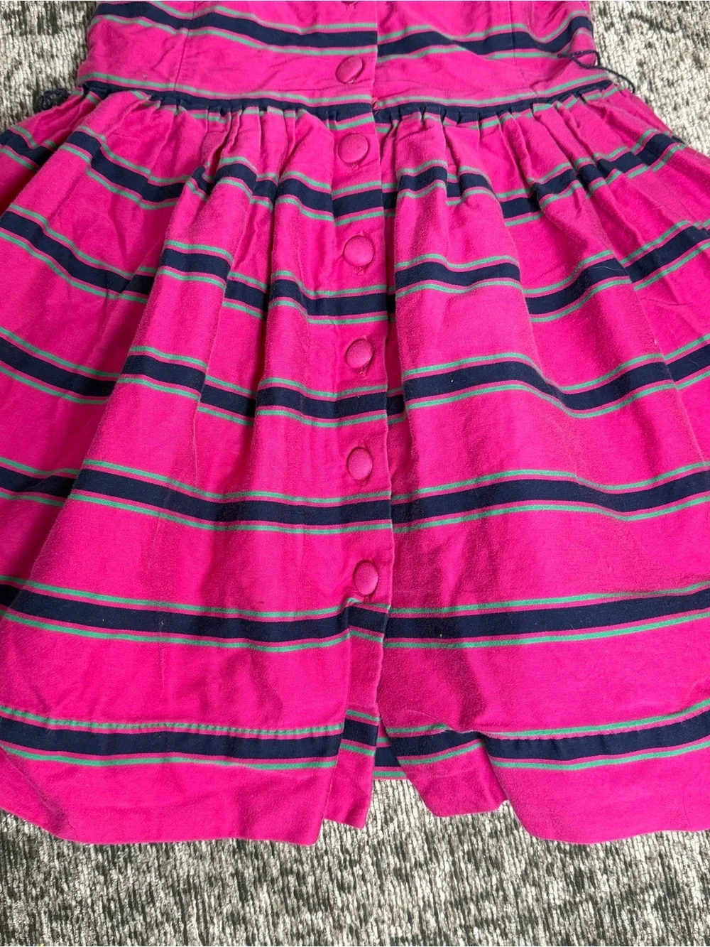 Polo Ralph Lauren Girls Pink Navy Blue Striped A-Line Sleeveless Party Dress Fit